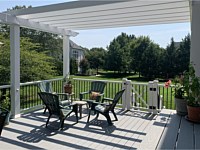 <b>Add a low maintaince vinyl pergola to your new deck to create shade and interest</b>